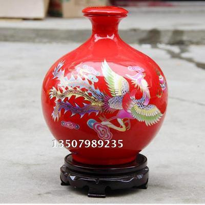 【景德鎮(zhèn)高檔中國紅陶瓷泡酒瓶 十斤裝龍鳳呈祥白酒壇子 10斤酒壺】價(jià)格,廠家,圖片,陶瓷包裝容器,景德鎮(zhèn)金泰陶瓷-