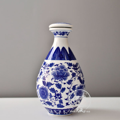 1斤青花瓷玉壺春酒瓶 釀酒圖 景德鎮陶瓷酒瓶廠 可定制LOGO